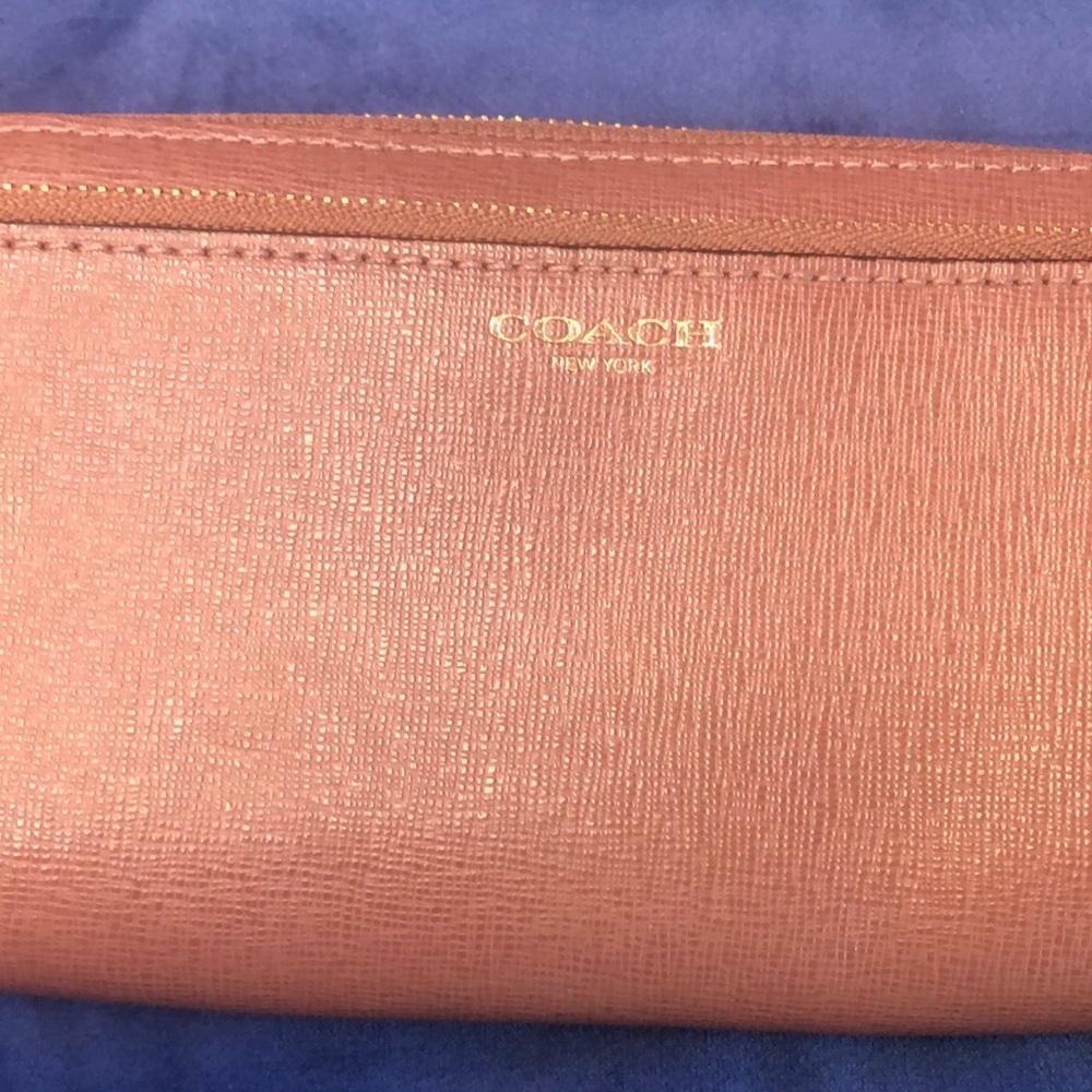 Coach Double Zip Around Wallet Wristlet, Mauve - Picture 2 of 14